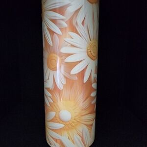 Orange and White Floral Tumbler